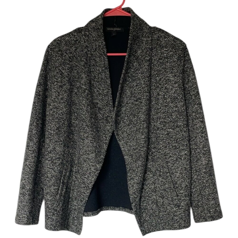Banana Republic Black Gray Open Front Cardigan Blazer Minimalist Size S